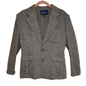 Vintage Ralph Lauren Wool Jacket Fitted Blazer Tweed Women Size 8 Equestrian